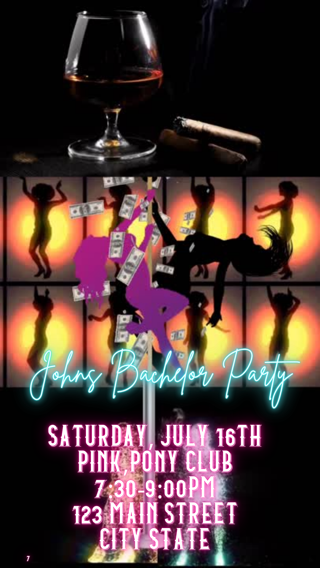 Animated Neon Lights Bachelor Party Video Invitation