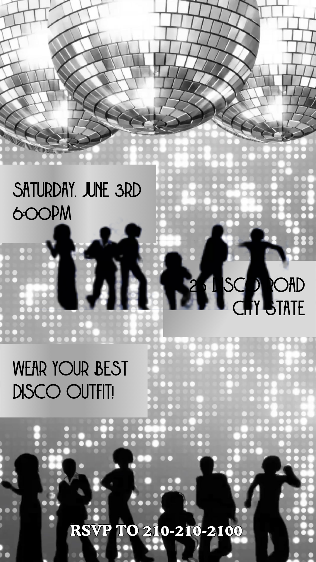Animated Silver Disco Birthday Party Video Invitation