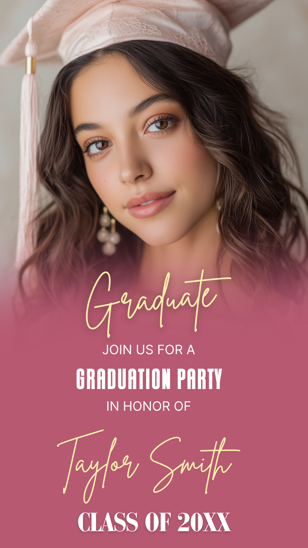 Pink Sparkle Graduation Save The Date Video Invitation Canva Editable