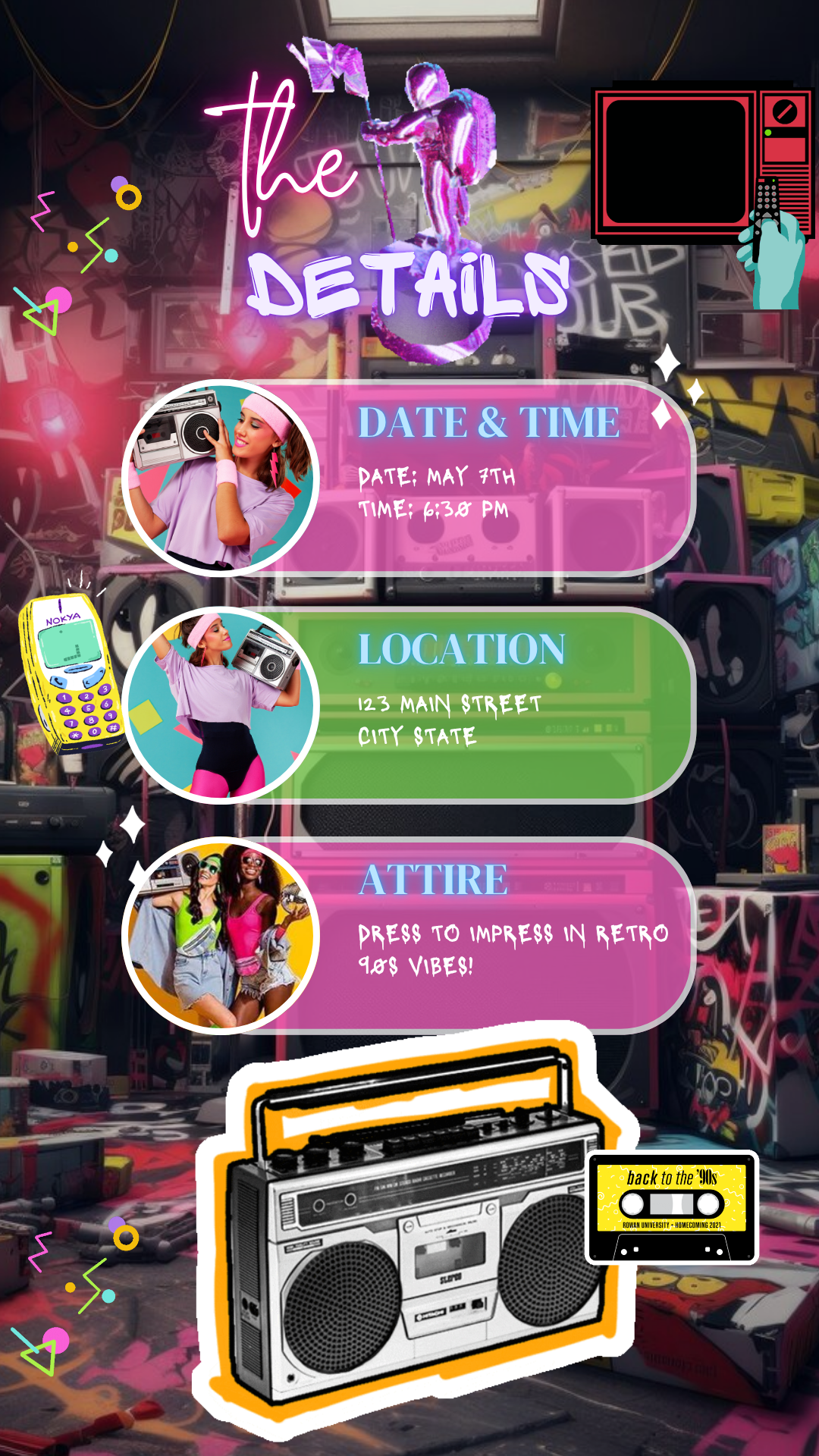 80s 90s 2000s Neon Party Animated Evite Evite