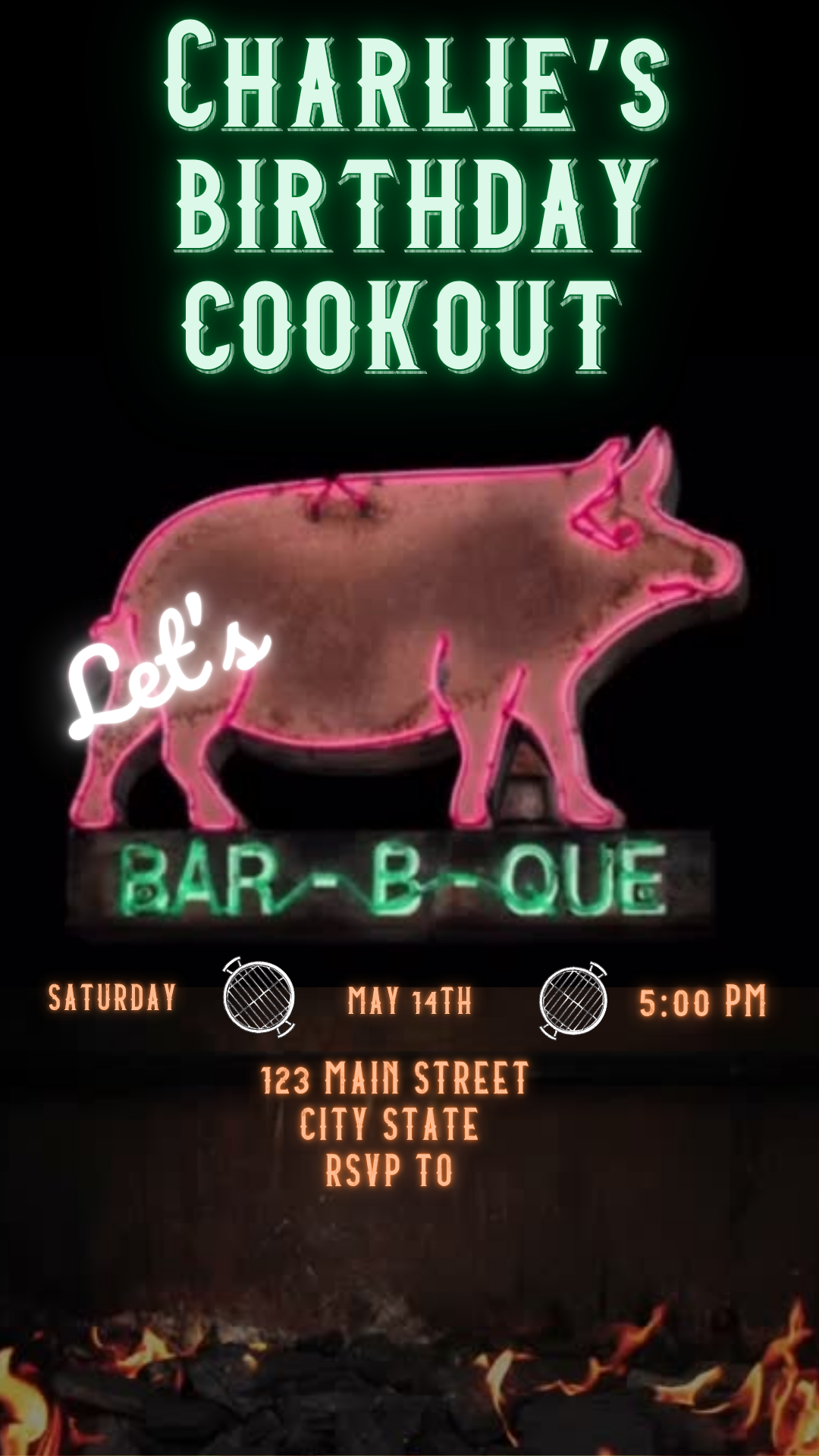BBQ Cookout Party Video Invitation Instant Download