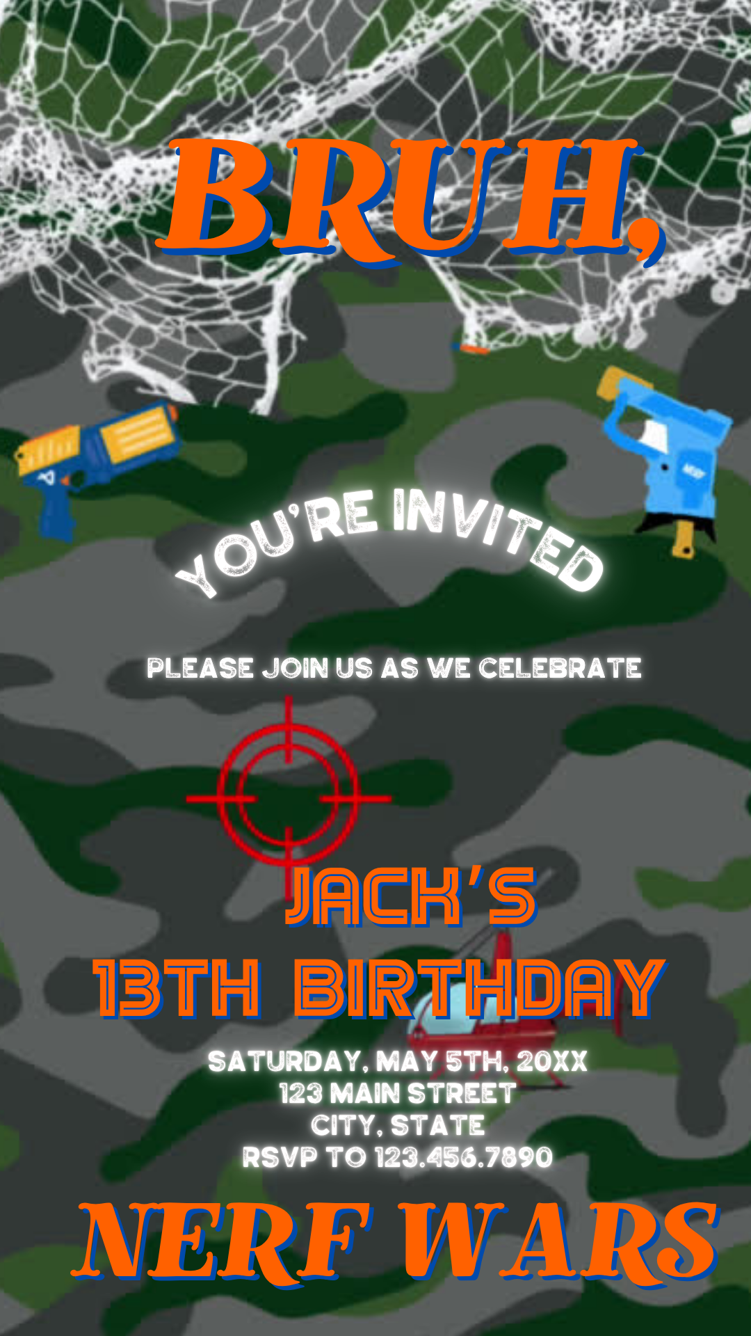 Nerf Battle Party Video Invitation Instant Download