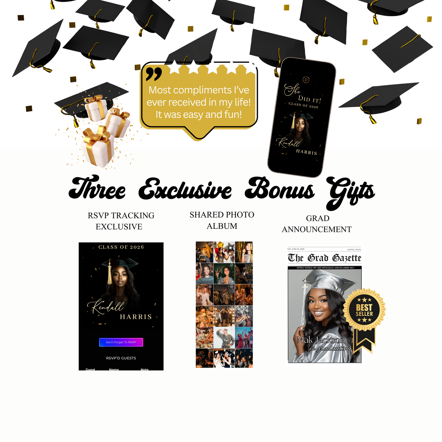 2026 Graduation Invitation Website RSVP Template with Music