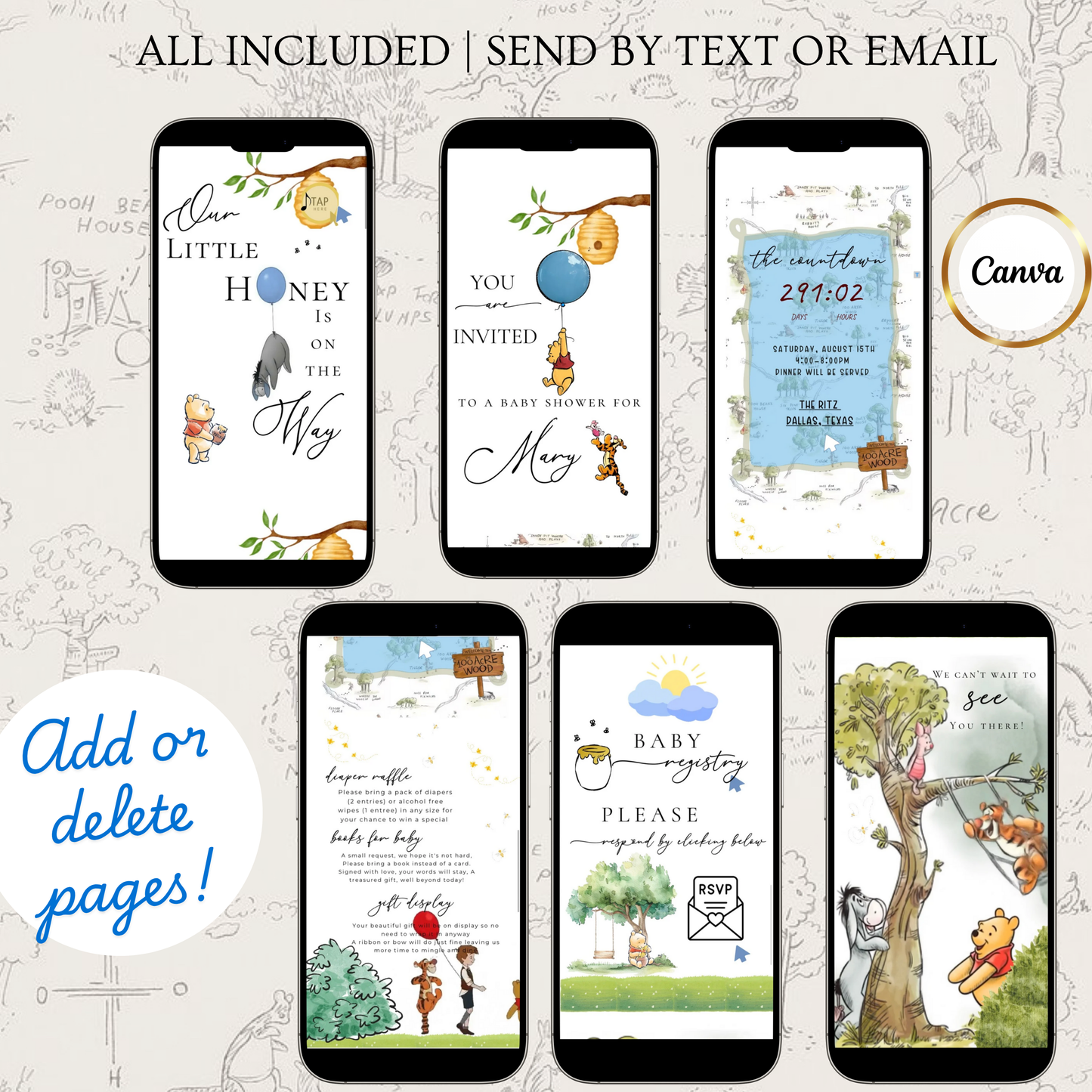 Winnie the Pooh Baby Shower Invite Website with RSVP