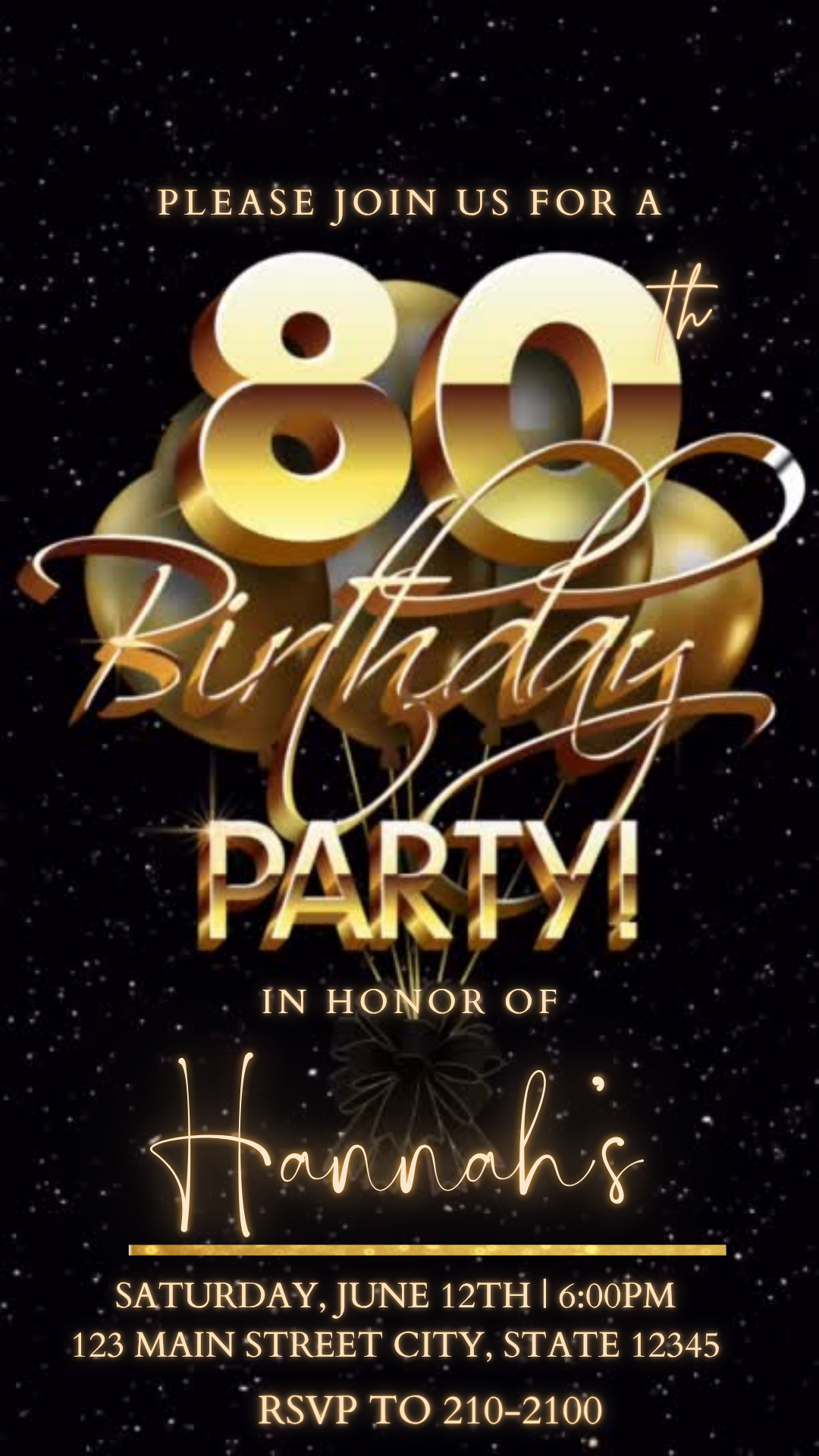 Timeless Gold Party Video Invitation Instant Download