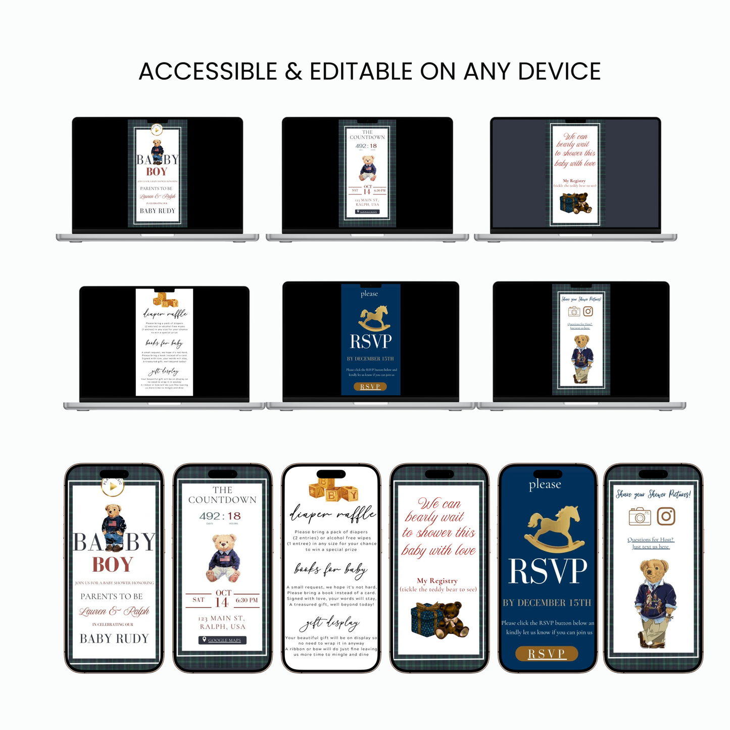 Baby Shower Invitation Website | Animated Classic Polo Baby Shower Invite with Rsvp tracking