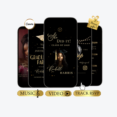 2026 Graduation Invitation Website RSVP Template with Music