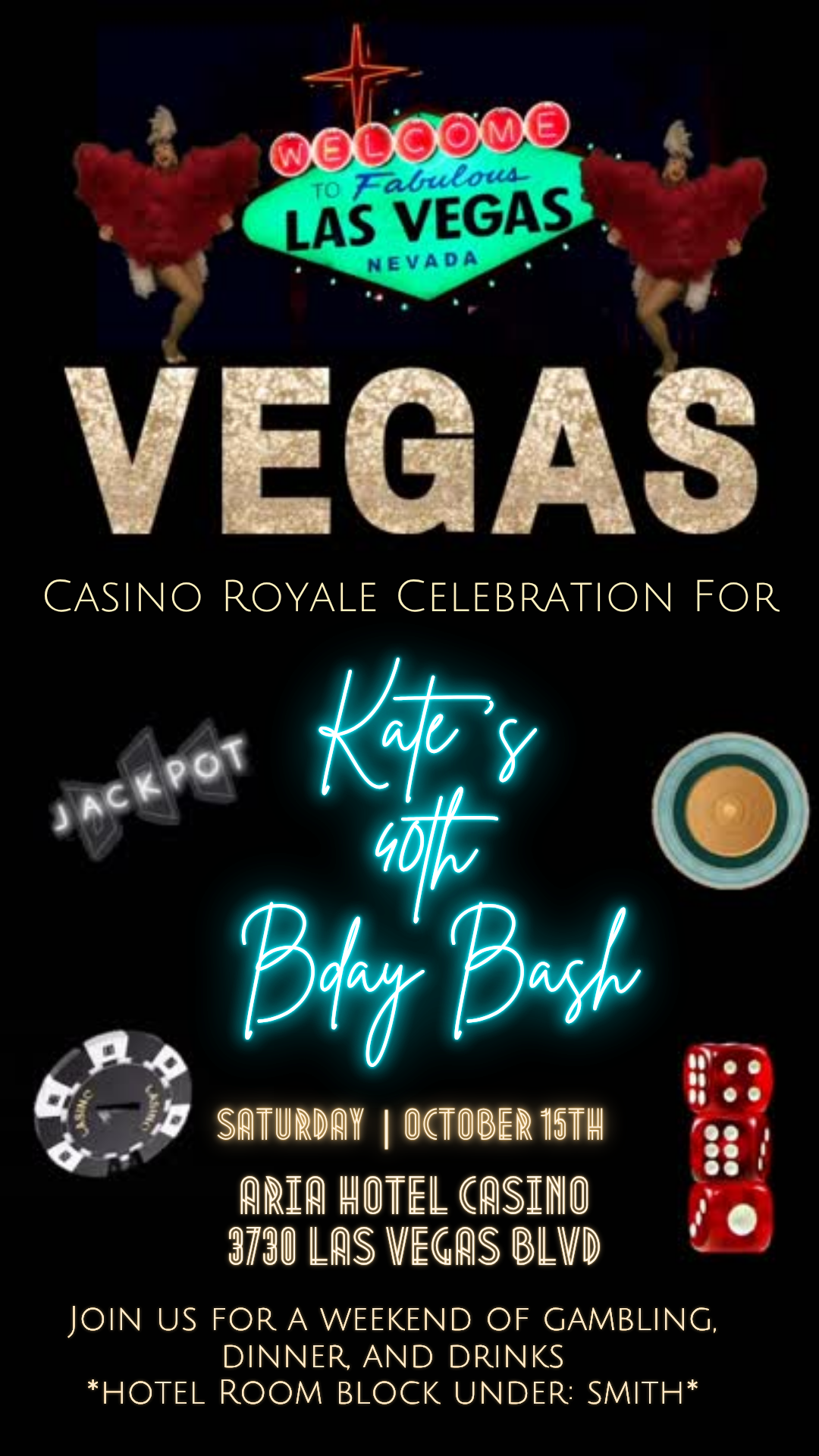 Vegas Casino Royale Digital Video Invitation Instant Download