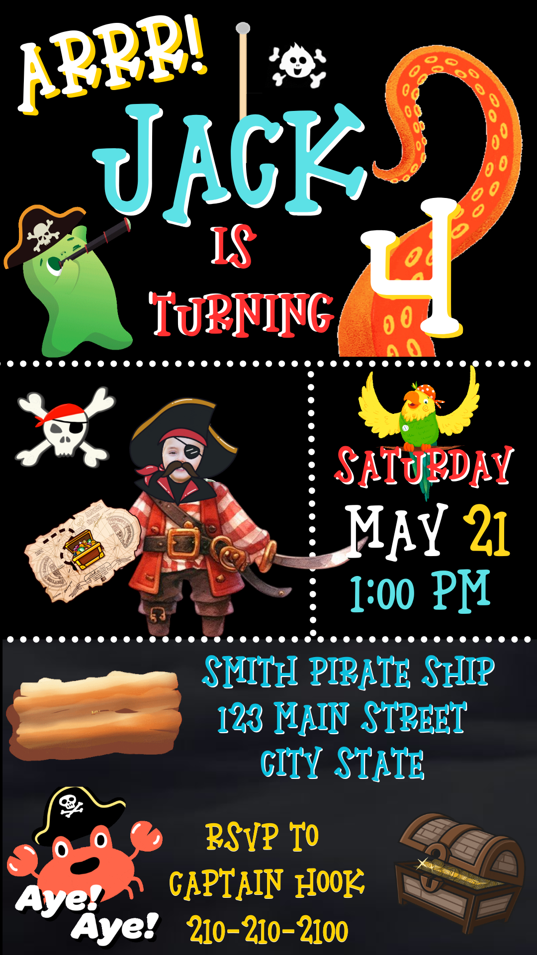 Pirate Adventure Digital Video Invitation Instant Download