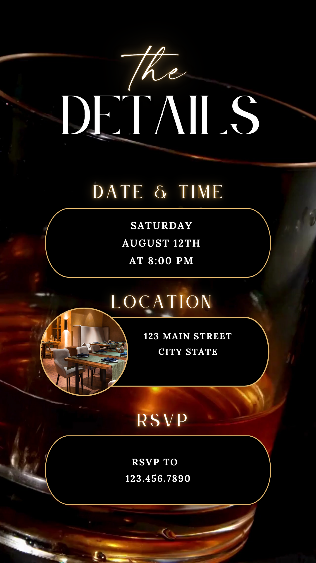 Whiskey & Cigar Lounge Theme Evite