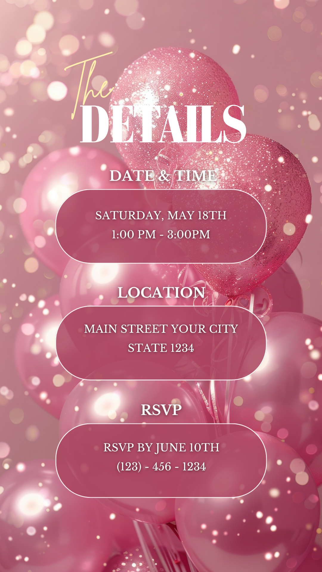 Pink Sparkle Graduation Save The Date Video Invitation Social Media Invite