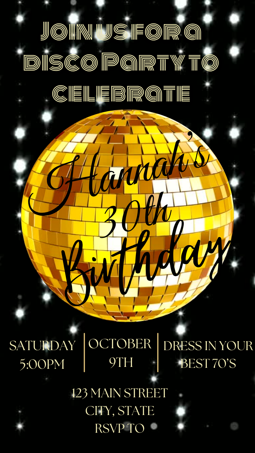 Retro 70s groovy 30th digital invite template