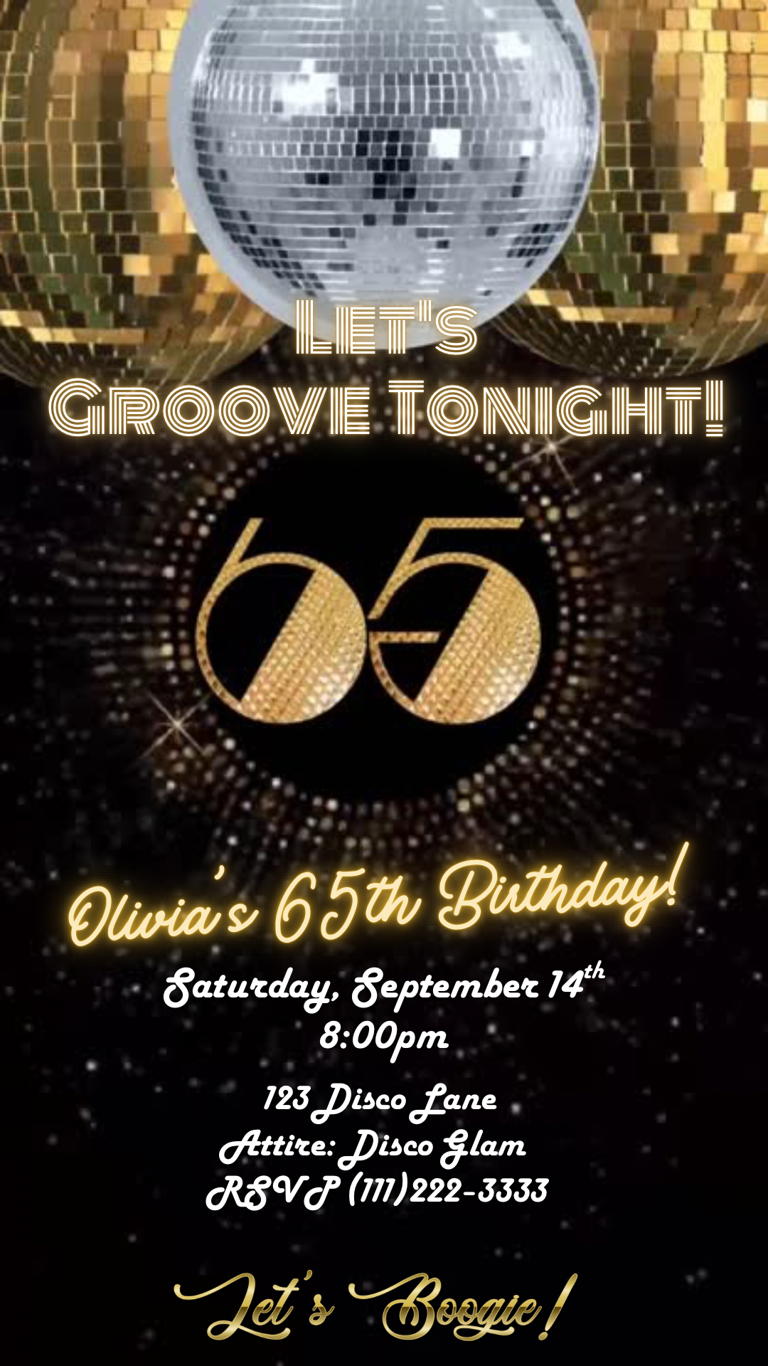Studio 54 Video Invitation | Animated 65th Birthday Digital Evite | Editable Canva Invite Template