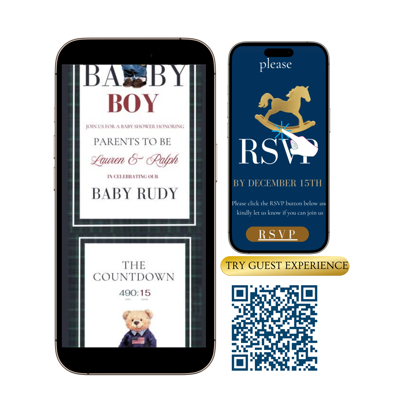 Baby Shower Invitation Website | Animated Classic Polo Baby Shower Invite with Rsvp tracking