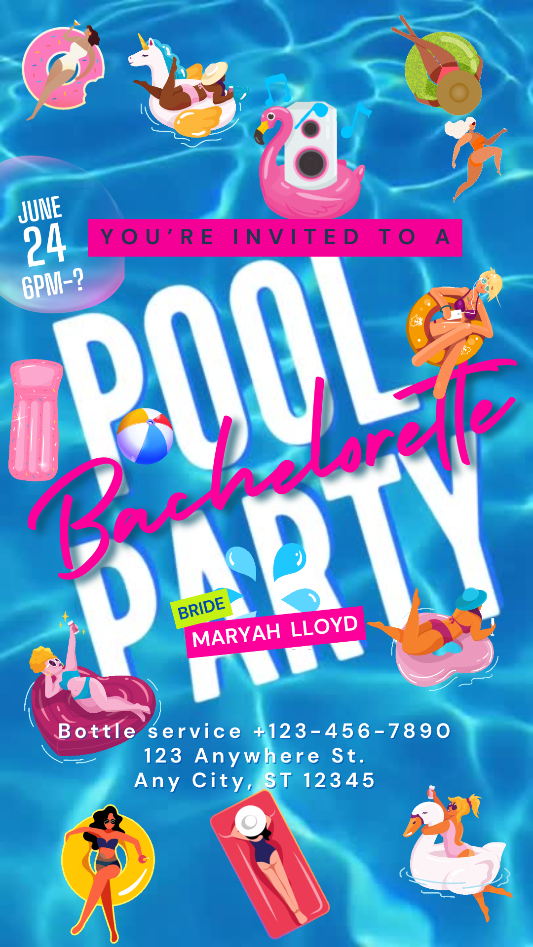 Summer Pool Bash Digital Video Invitation Instant Download