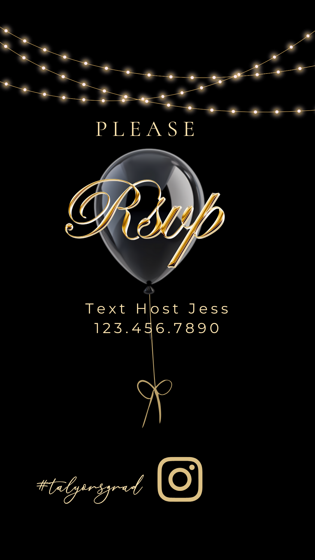 2026 Graduation Video Invitation – Black and Gold Animated Template with Music WhatsApp Video