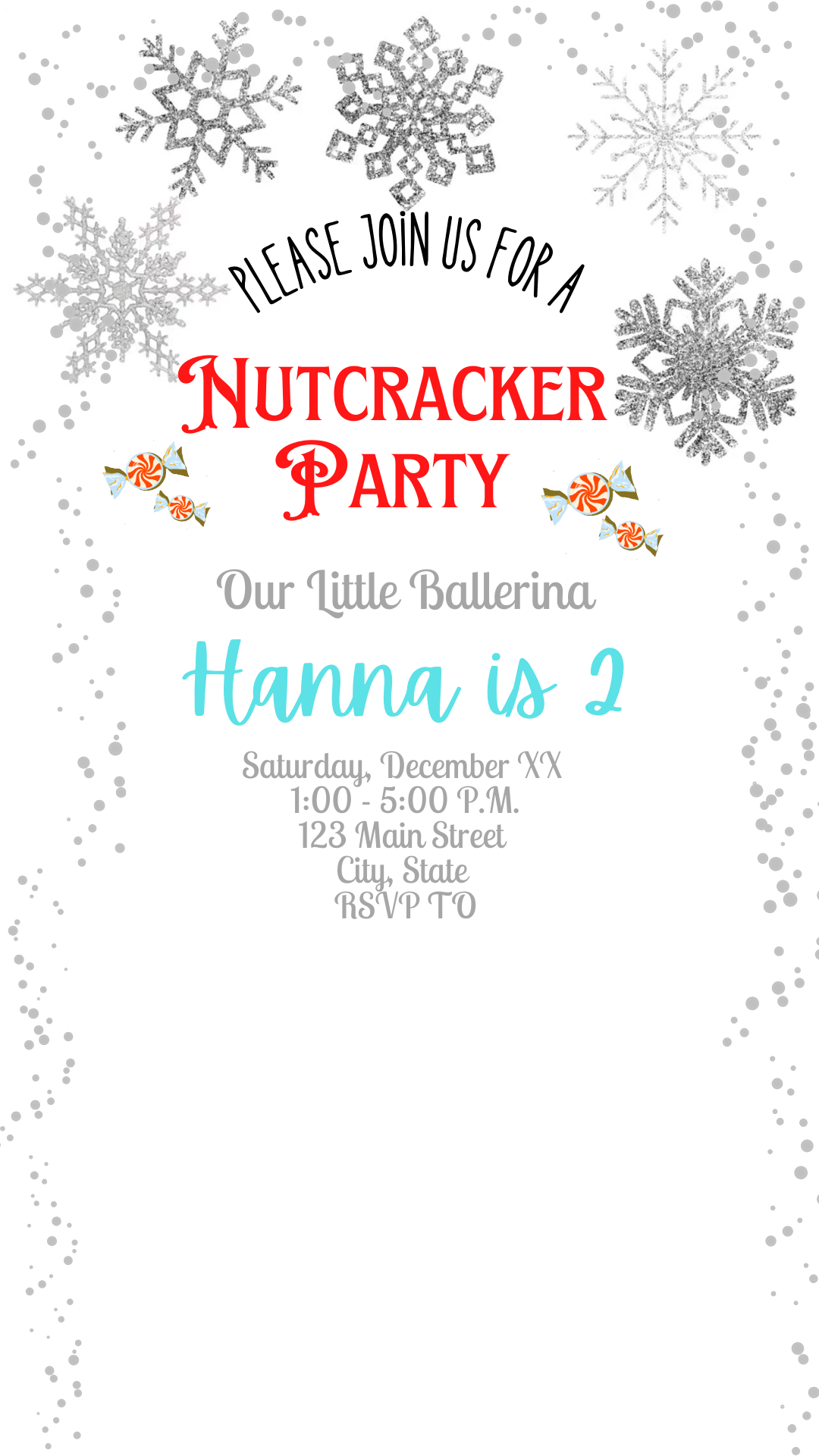 Editable Nutcracker digital holiday invite displayed on smartphone