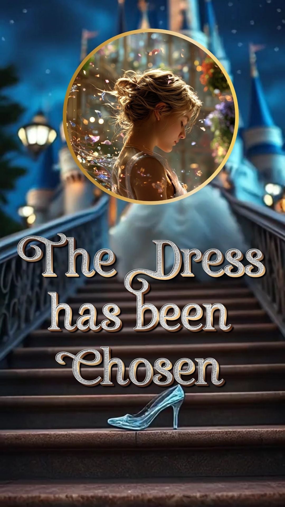 Editable cinderella fairytale quinceañera event video invitation displayed on a mobile phone, featuring an animated vertical digital invite with music, created in Canva. This premium video invitation template is designed for sharing by text, email, and social media and works with an interactive RSVP website for easy guest response tracking.