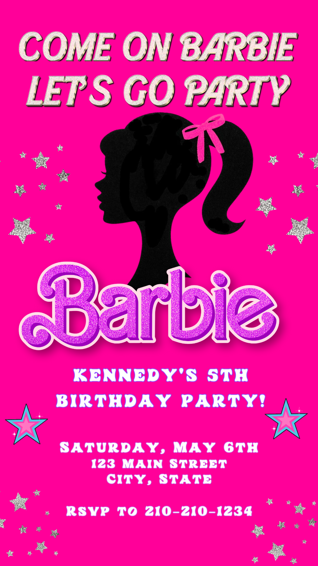 Barbie Video Invitation | Hot Pink Barbie Birthday party Invite