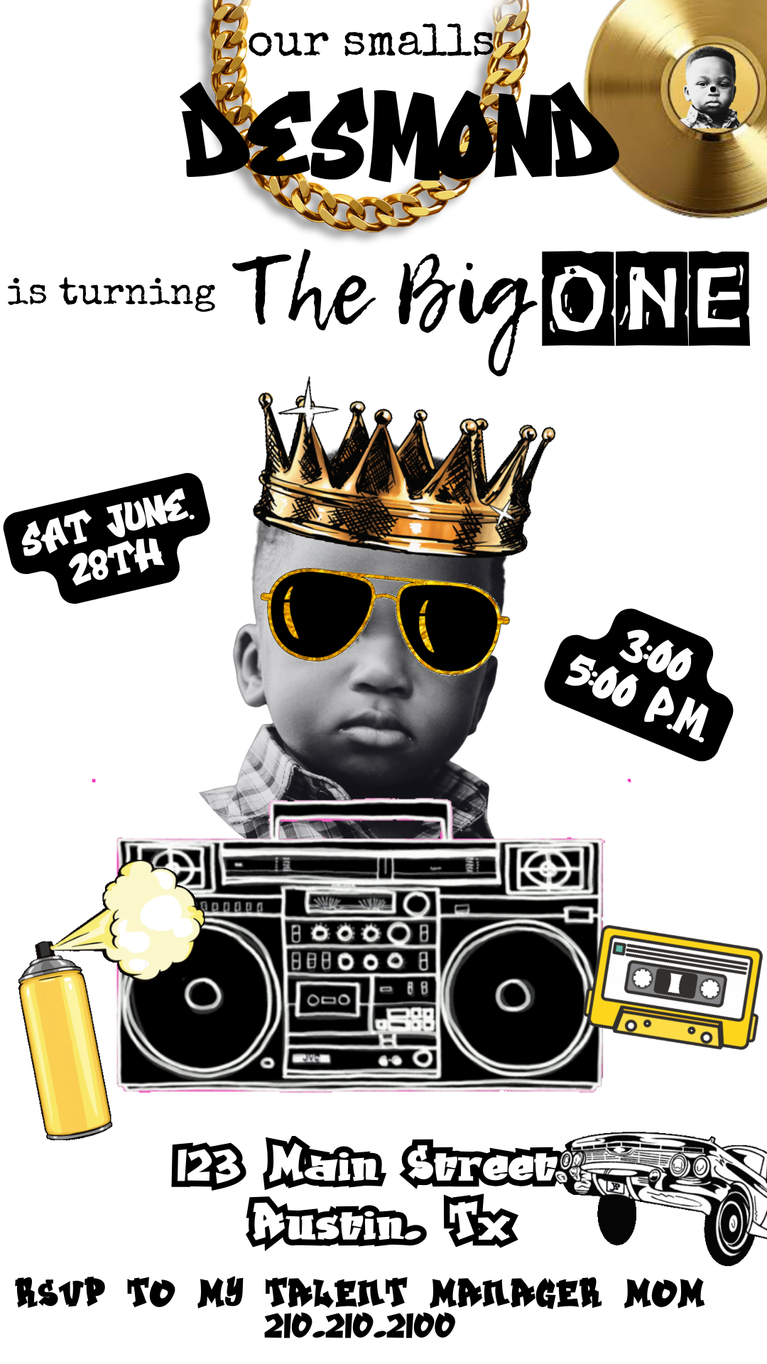 Editable Biggie Smalls digital invite displayed on smartphone