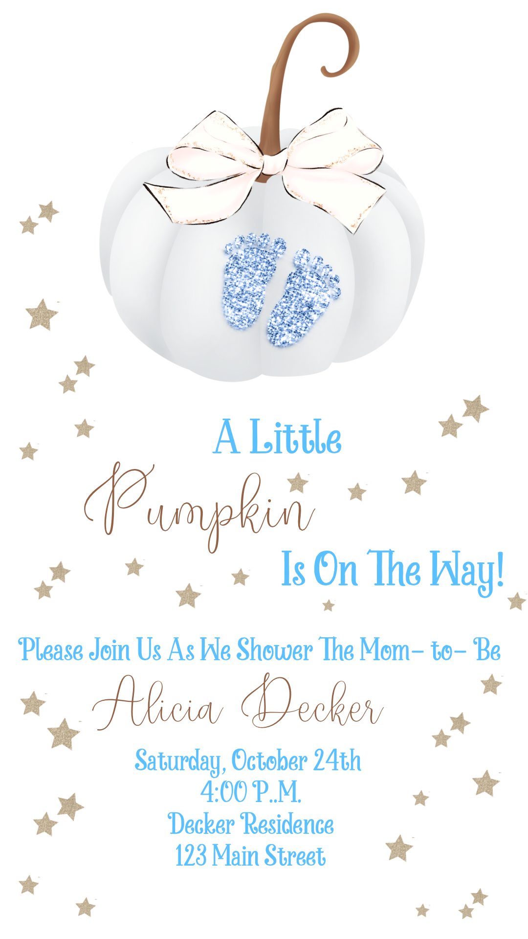 Baby Shower video invite - Blue pumpkin Baby Shower Evite - It’s a boy