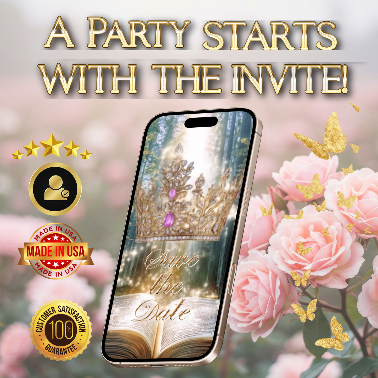Pink Quinceanera Video Invite Animated Sweet 15 Quince Mobile Evite with RSVP tracking
