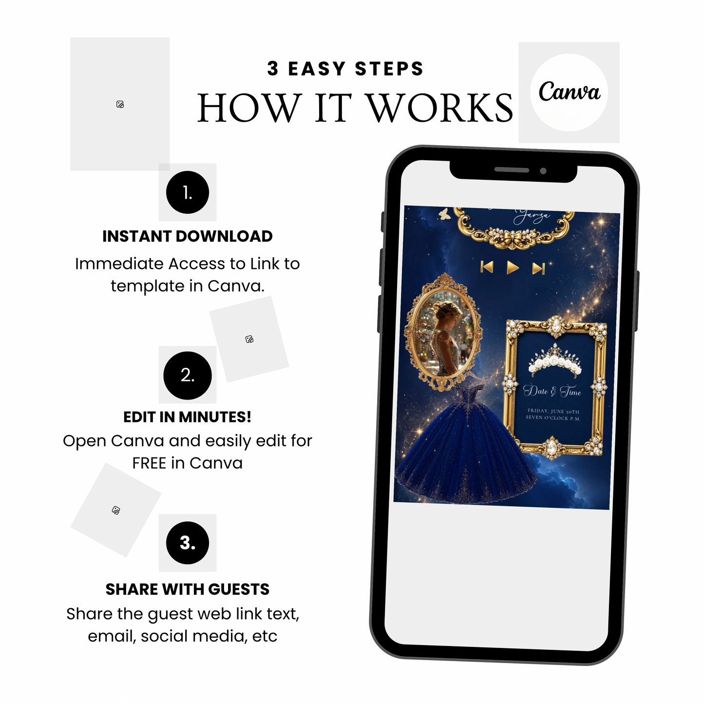 Navy and Gold Website Invitation with RSVP tracking