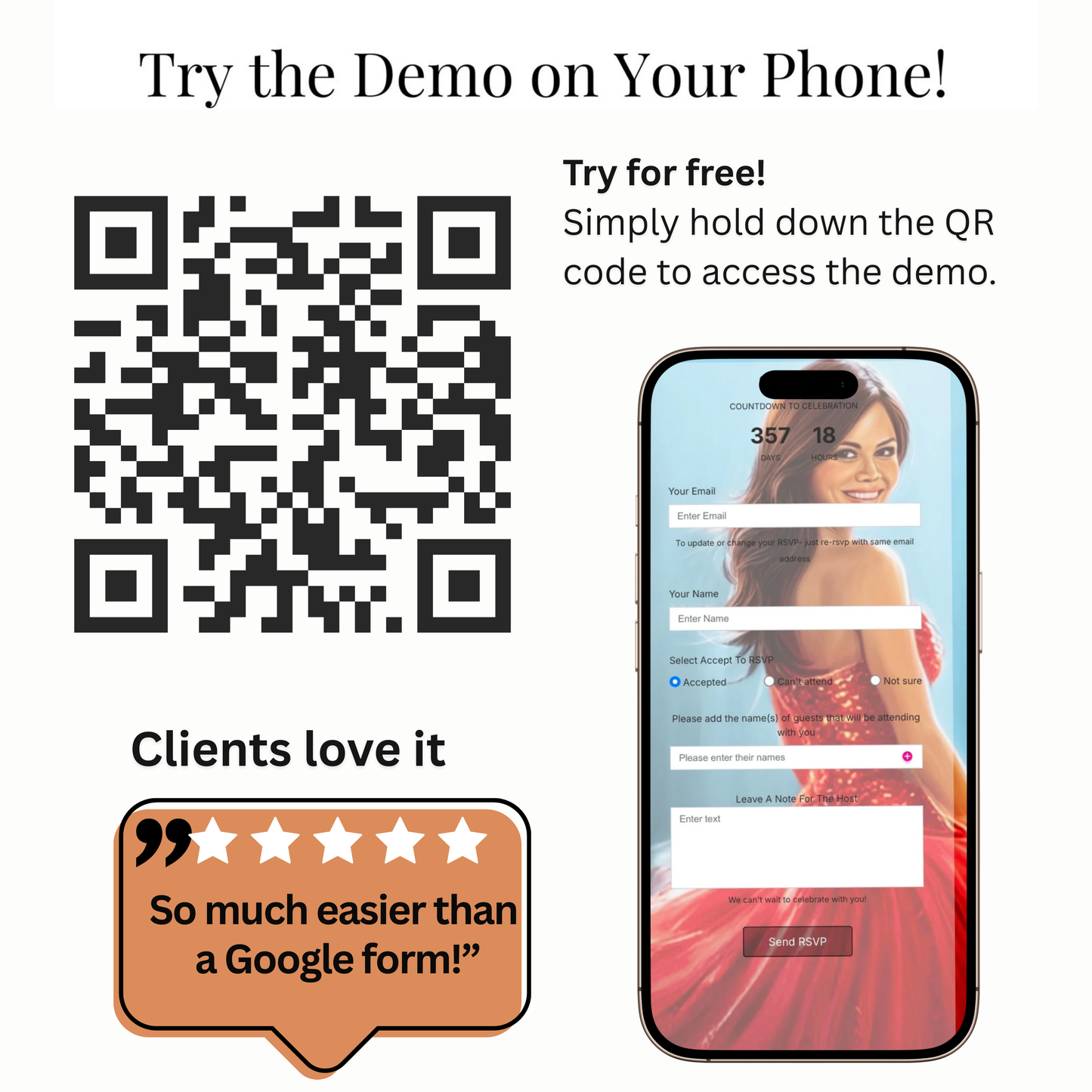 Red Quinceanera mini-Website RSVP tracker| Animated Sweet 15 16 Video Invitation | Canva Template