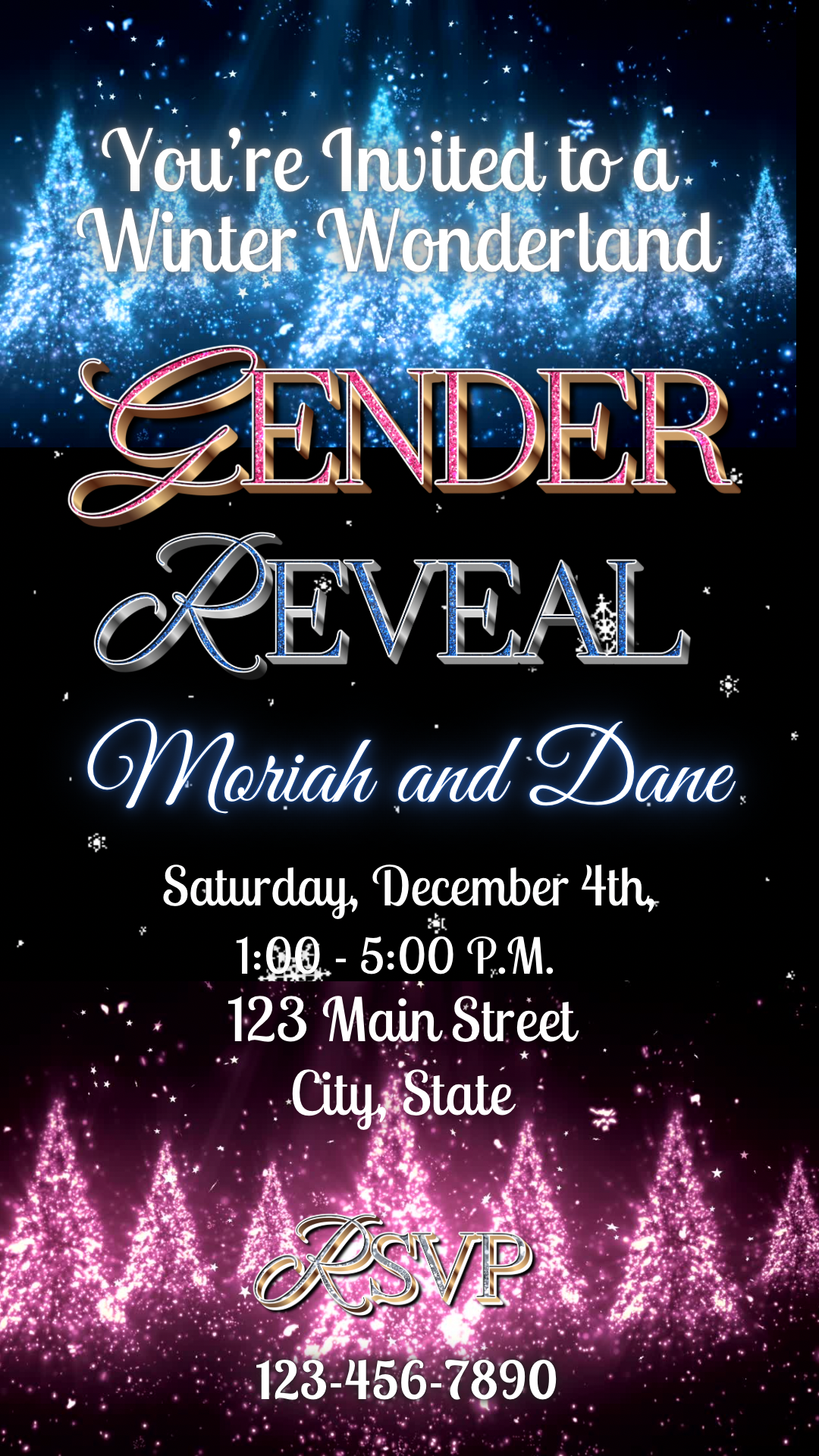 Gender Reveal Christmas Party Video Invitation – Editable Holiday Baby Reveal Canva Evite