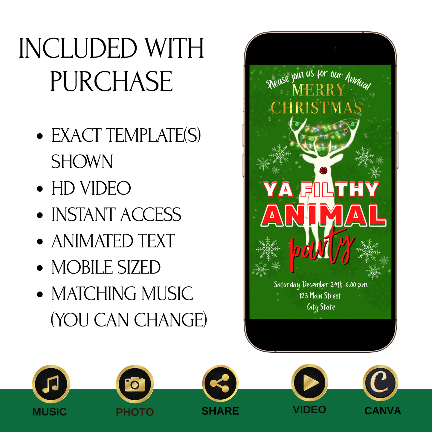Ya Filthy Animal Christmas Video Invitation – Editable Christmas Vacation Evite