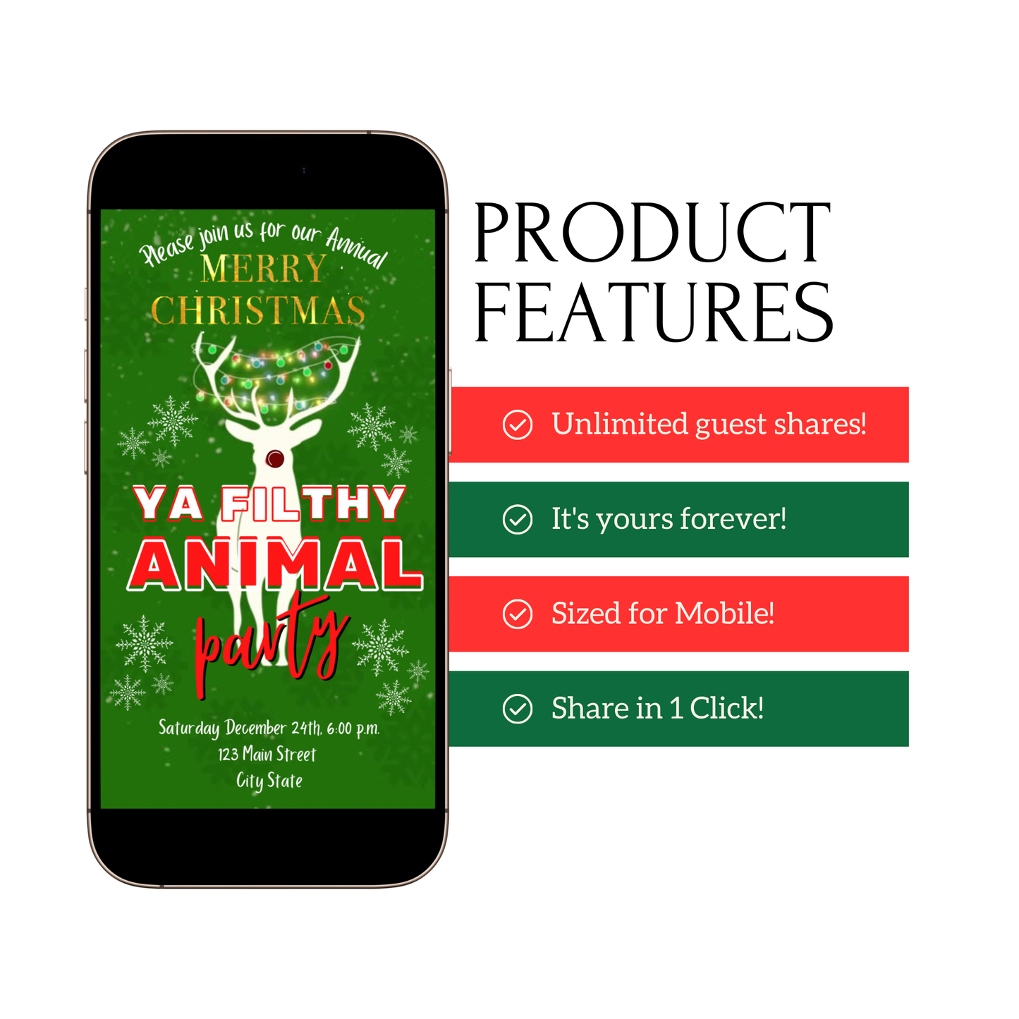 Ya Filthy Animal Christmas Video Invitation – Editable Christmas Vacation Evite