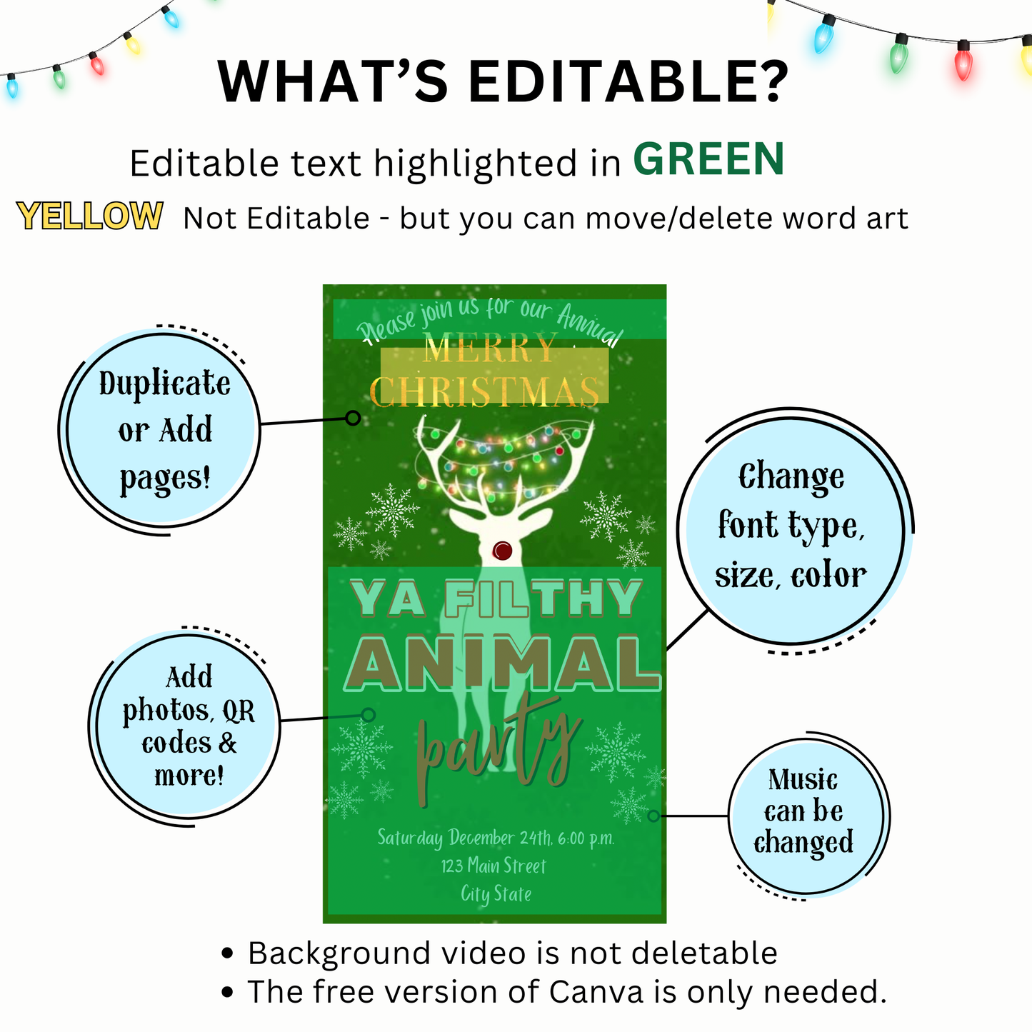 Ya Filthy Animal Christmas Video Invitation – Editable Christmas Vacation Evite