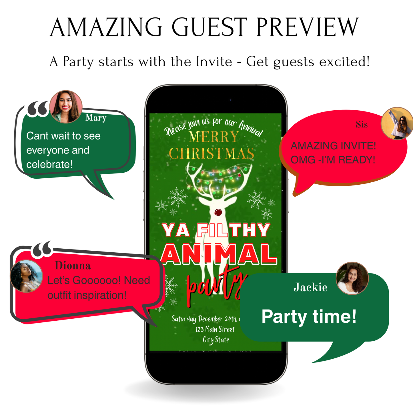 Ya Filthy Animal Christmas Video Invitation – Editable Christmas Vacation Evite