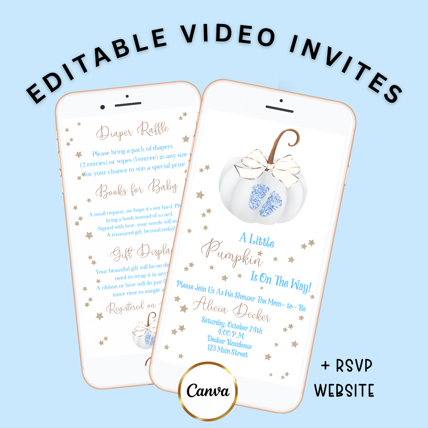 Baby Shower video invite - Blue pumpkin Baby Shower Evite - It’s a boy