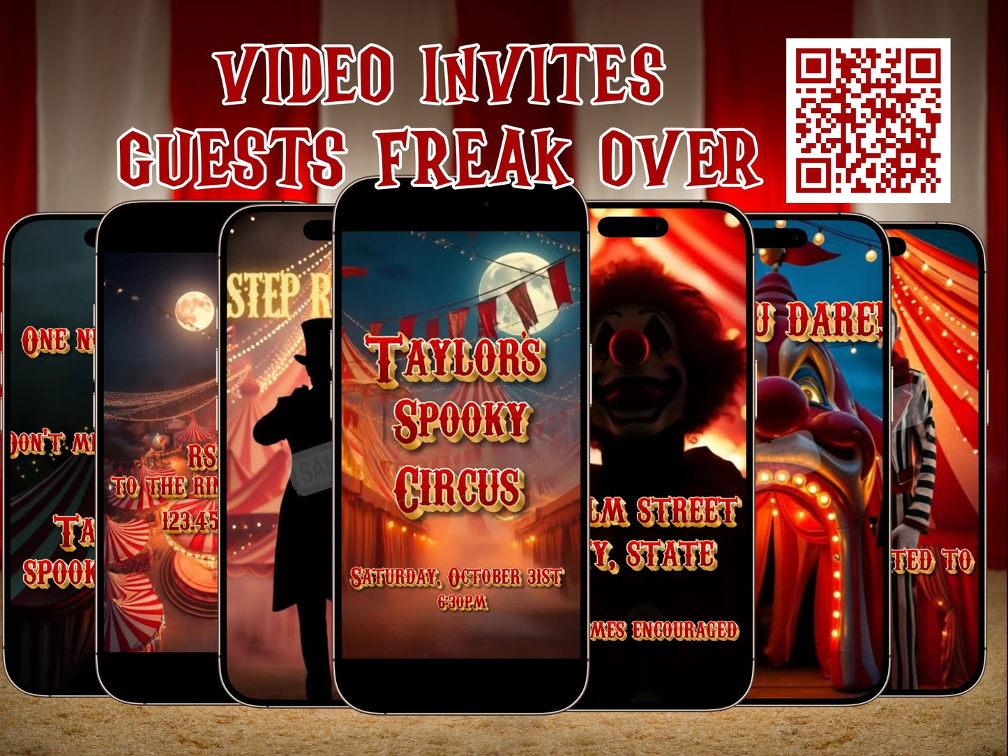 Halloween Circus Video Invitation | Personalized Scary Carnival Animated Evite
