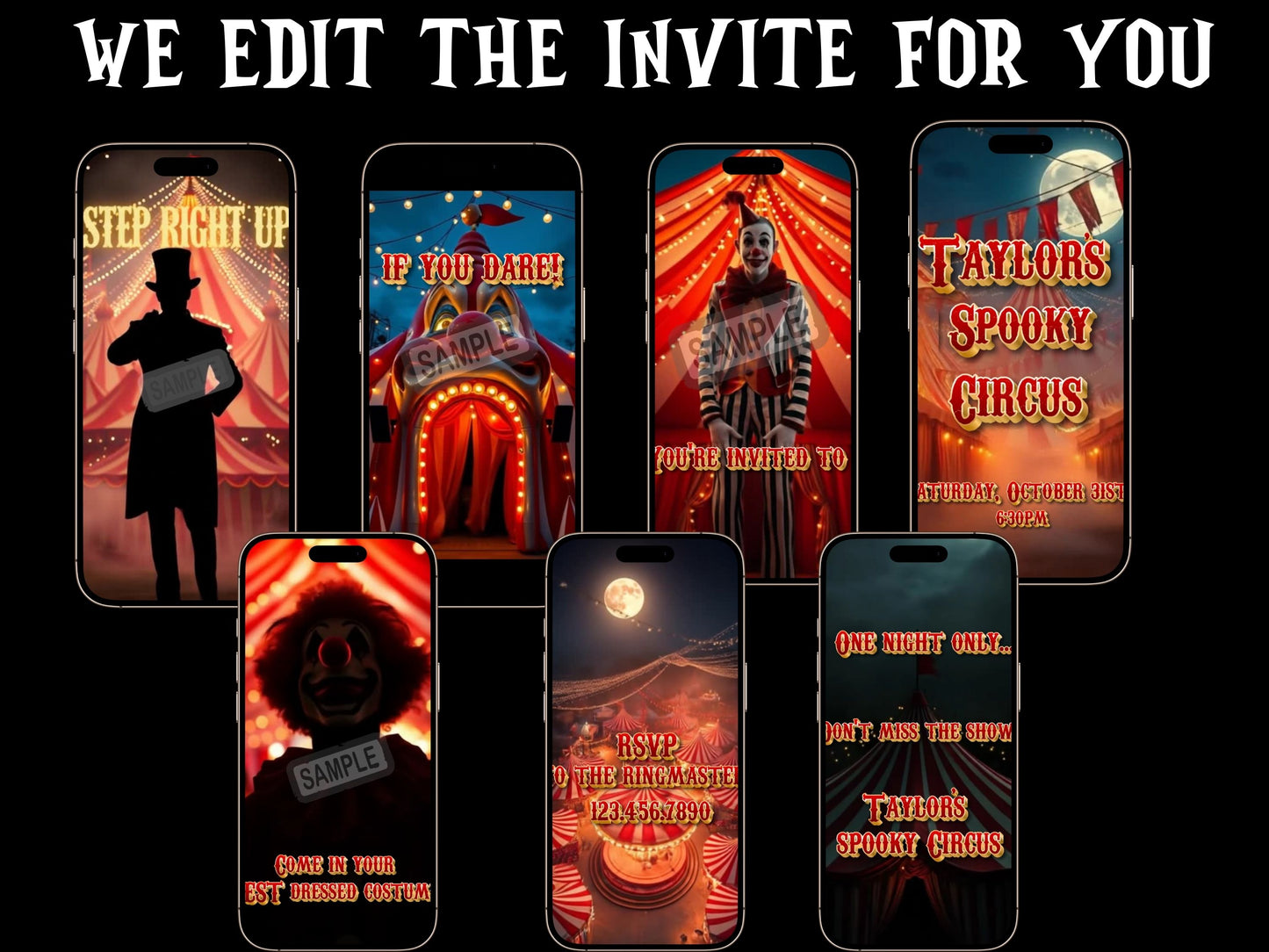 Halloween Circus Video Invitation | Personalized Scary Carnival Animated Evite