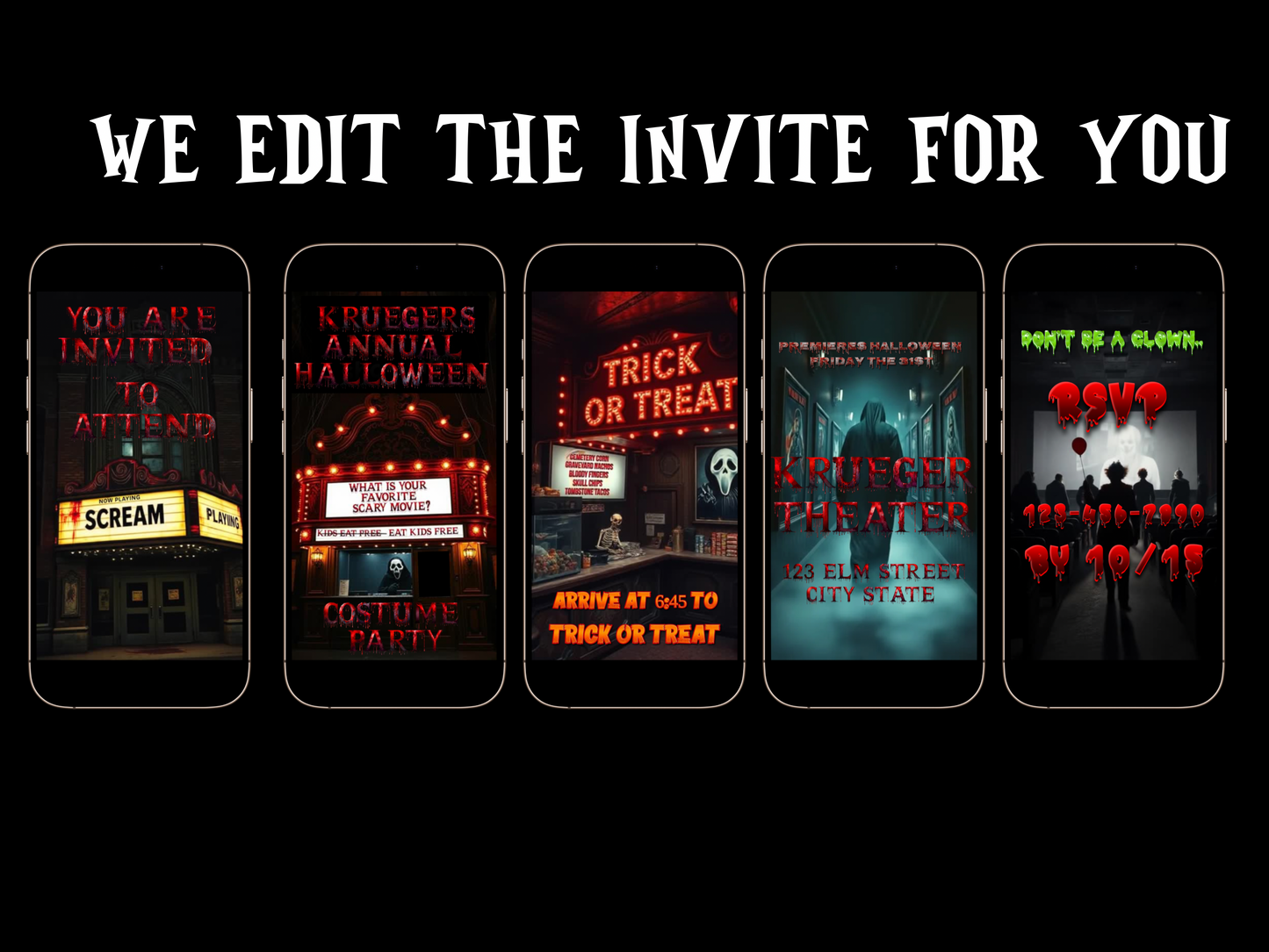 Scary Movie Video Invitation | Personalized Scream Movie Ghost face Animated Evite