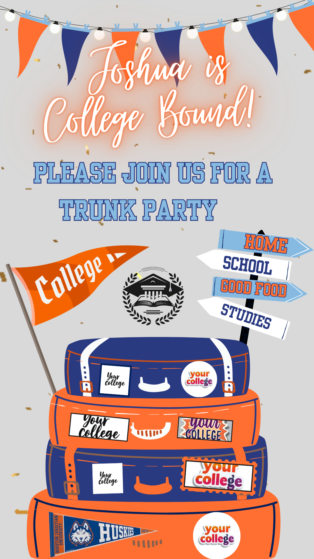 College Send Off Video Invite - Customized Graduate Trunk Party - College Farewell Evite