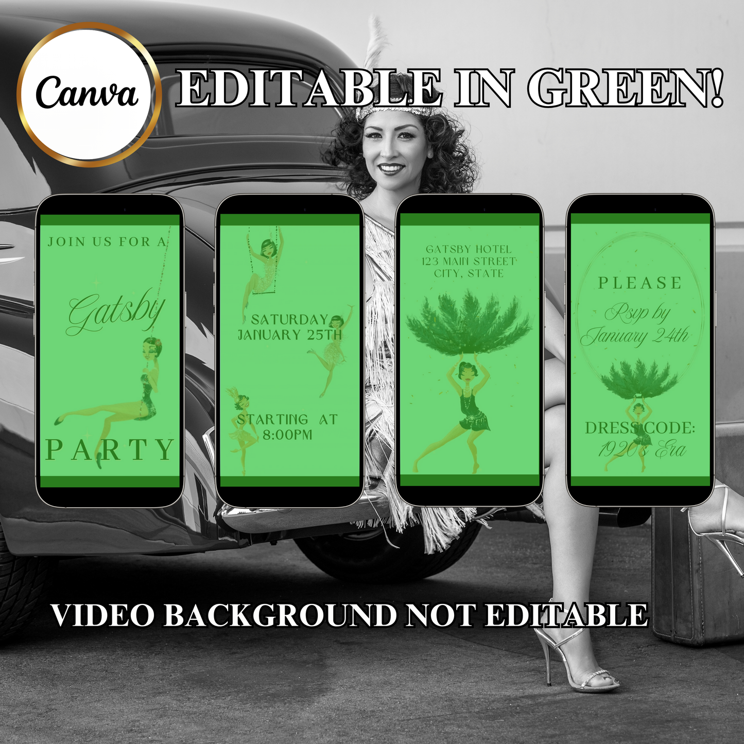 Gatsby-Videoeinladung – Einladung zu einer Party im Stil der Goldenen Zwanziger in einer Flüsterkneipe der 1920er Jahre