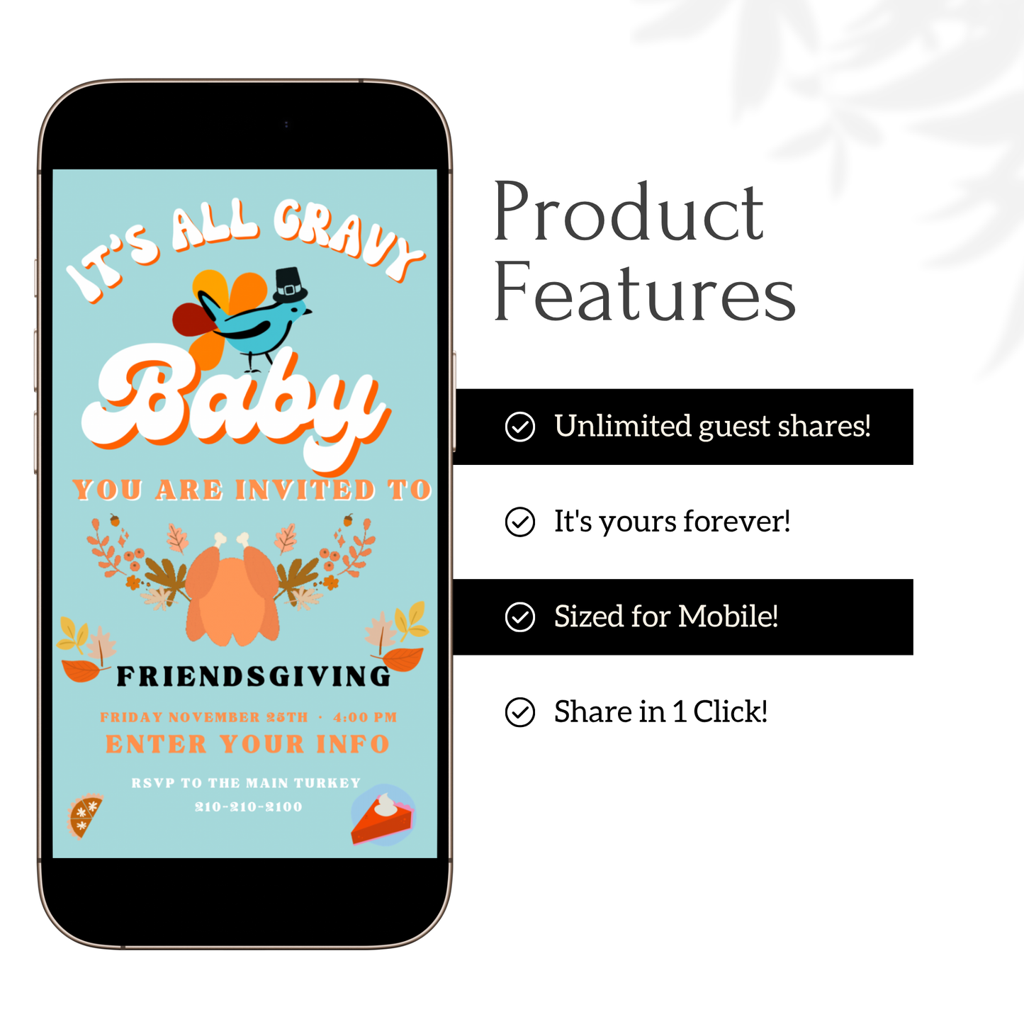 Editable Thanksgiving Video Invitation – Friendsgiving Digital Evite - It’s all Gravy Baby