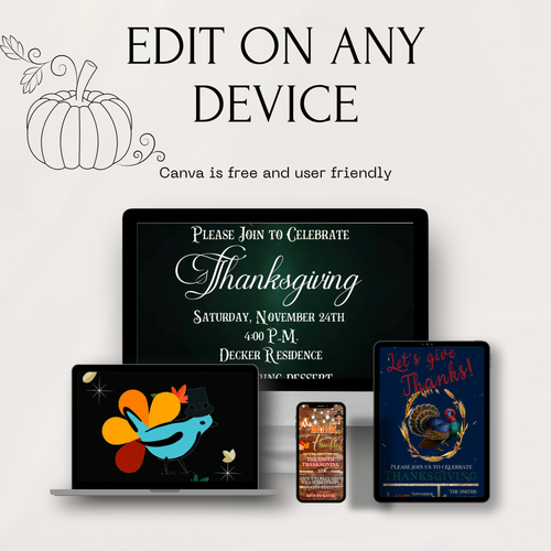 Editable Thanksgiving Video Invitation – Animated Friendsgiving Digital Evite