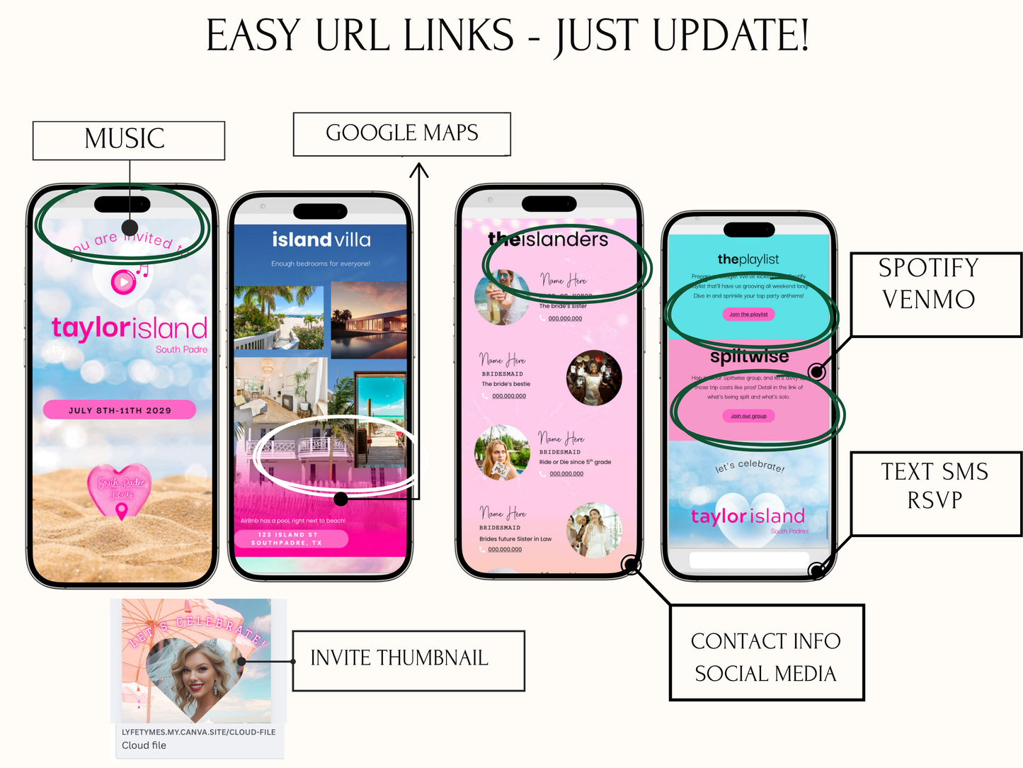 Love Island Bachelorette Trip Interactive Website Digital Itinerary Mobile RSVP