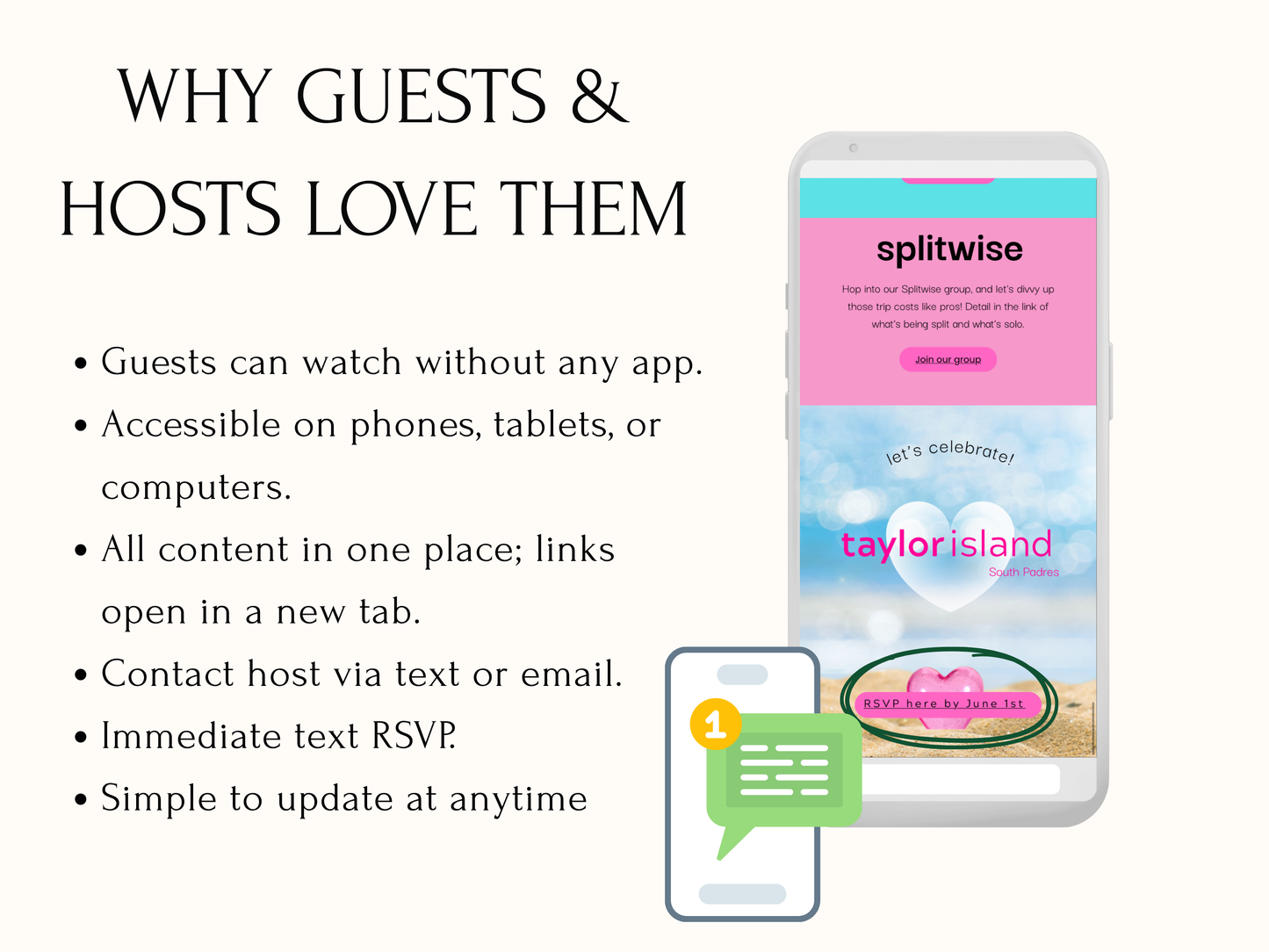 Love Island Bachelorette Trip Interactive Website Digital Itinerary Mobile RSVP