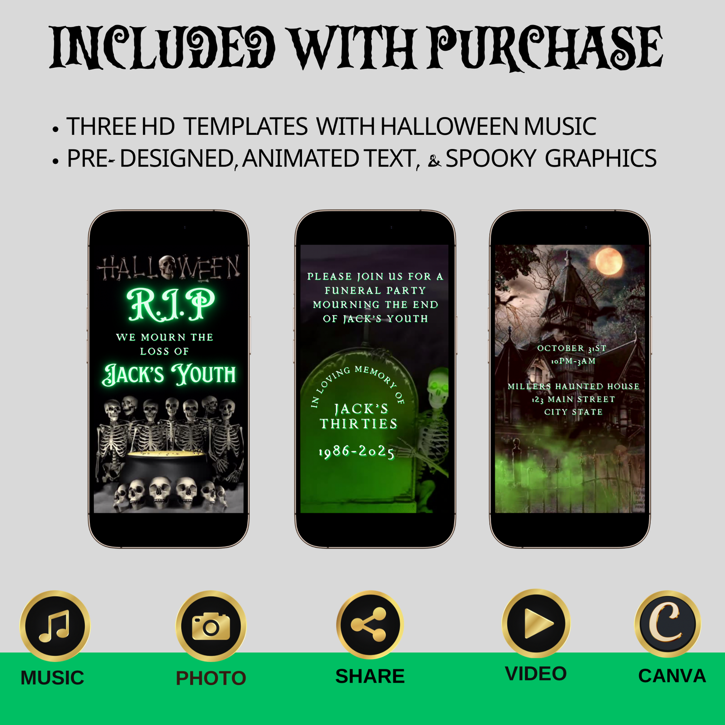 RIP Halloween Video Invitation, Death to my 20s,30s,40s Animated Invite, Editable Halloween Party Mobile Evite