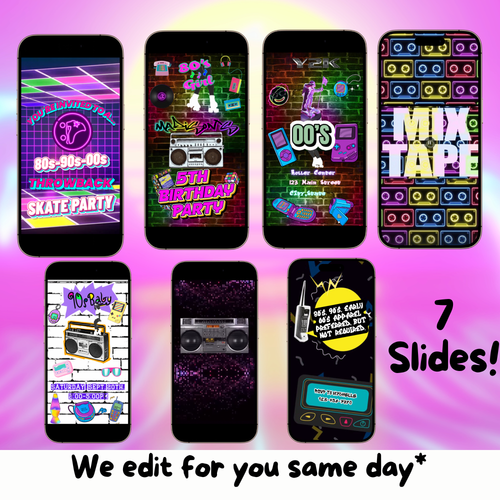 Custom Roller Skate Video Invite - Personalized Roller Rink 80s Party