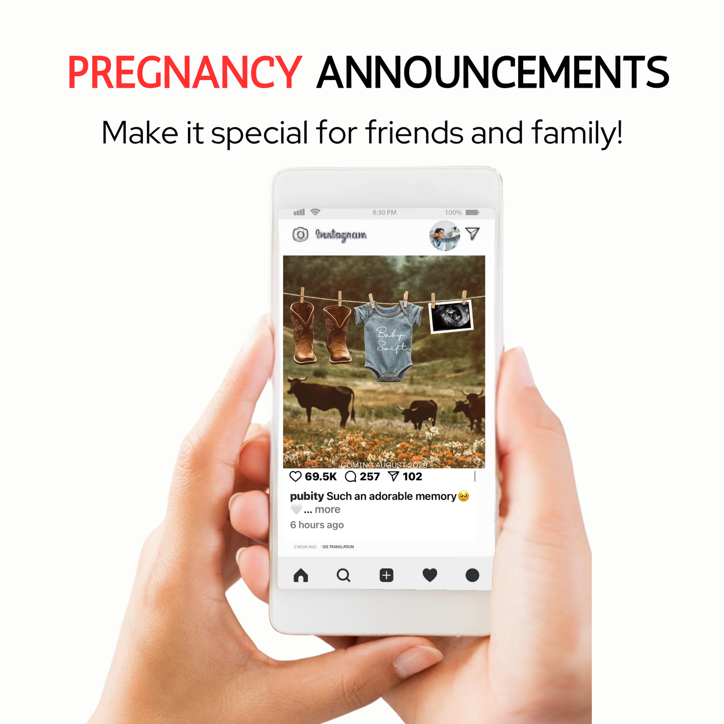 Western Pregnancy Announcement Onesie Baby Reveal – Sonogram and Cowboy Boots