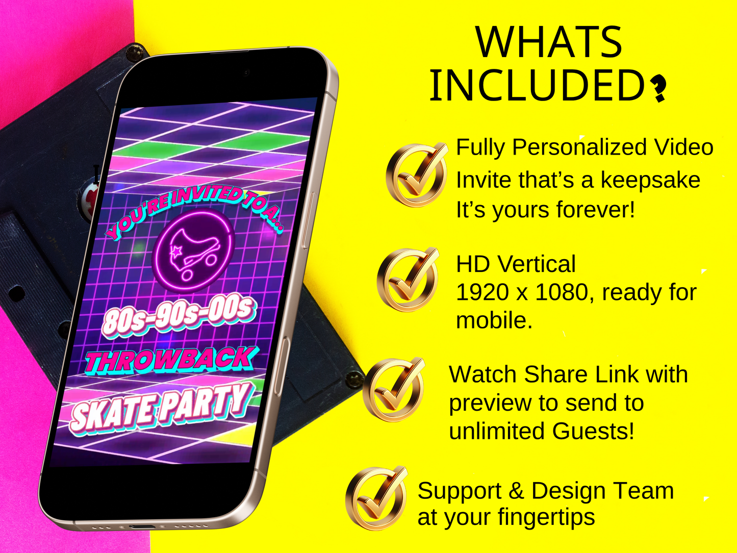 Custom 80s-90s-00s Throwback Skate Party Video Invitation