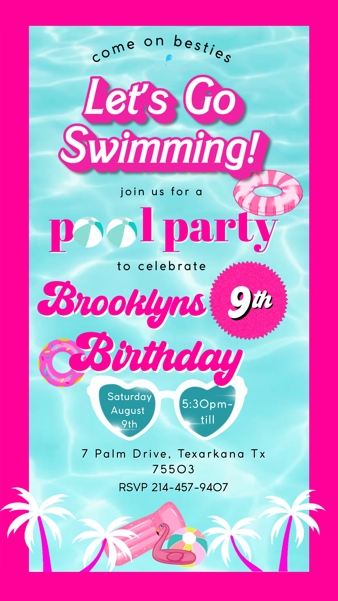 Barbie Video Invitation | Barbie Pool party Invite
