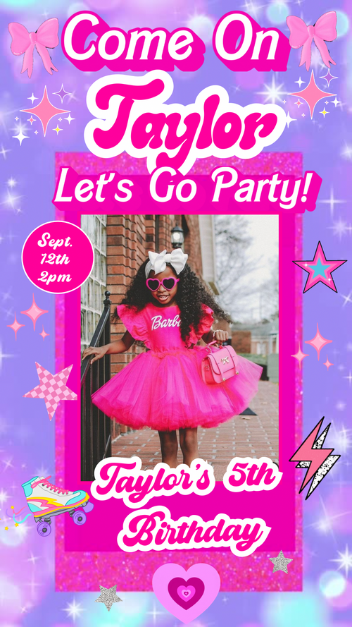 Barbie Video Invitation | Barbie and Friends Birthday party Invite with photo