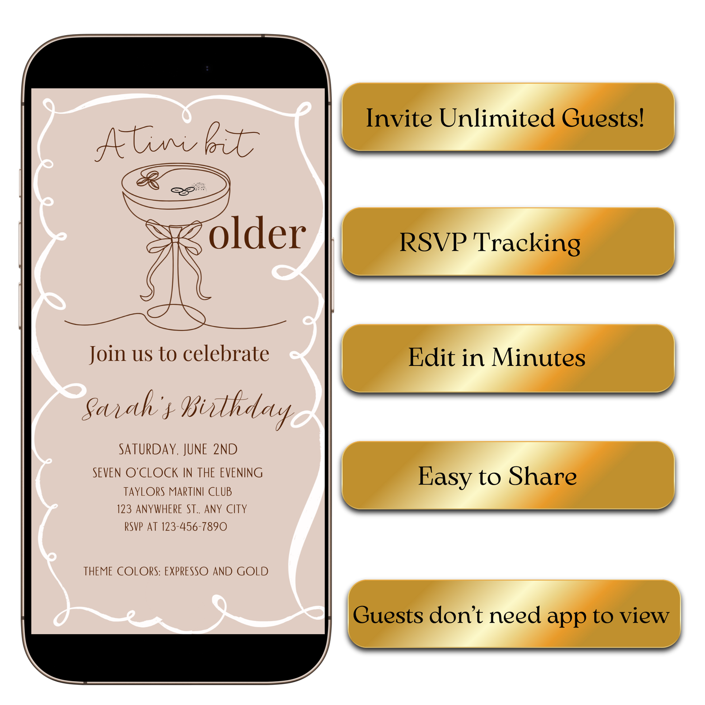 A tini bit older Martini Video Invite
